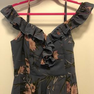 Dusty blue & pink floral dress. Fits like a Large